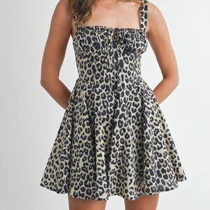 Mable Thamsin Bustier Bodice Mini Dress Women's Size S Leopard Print